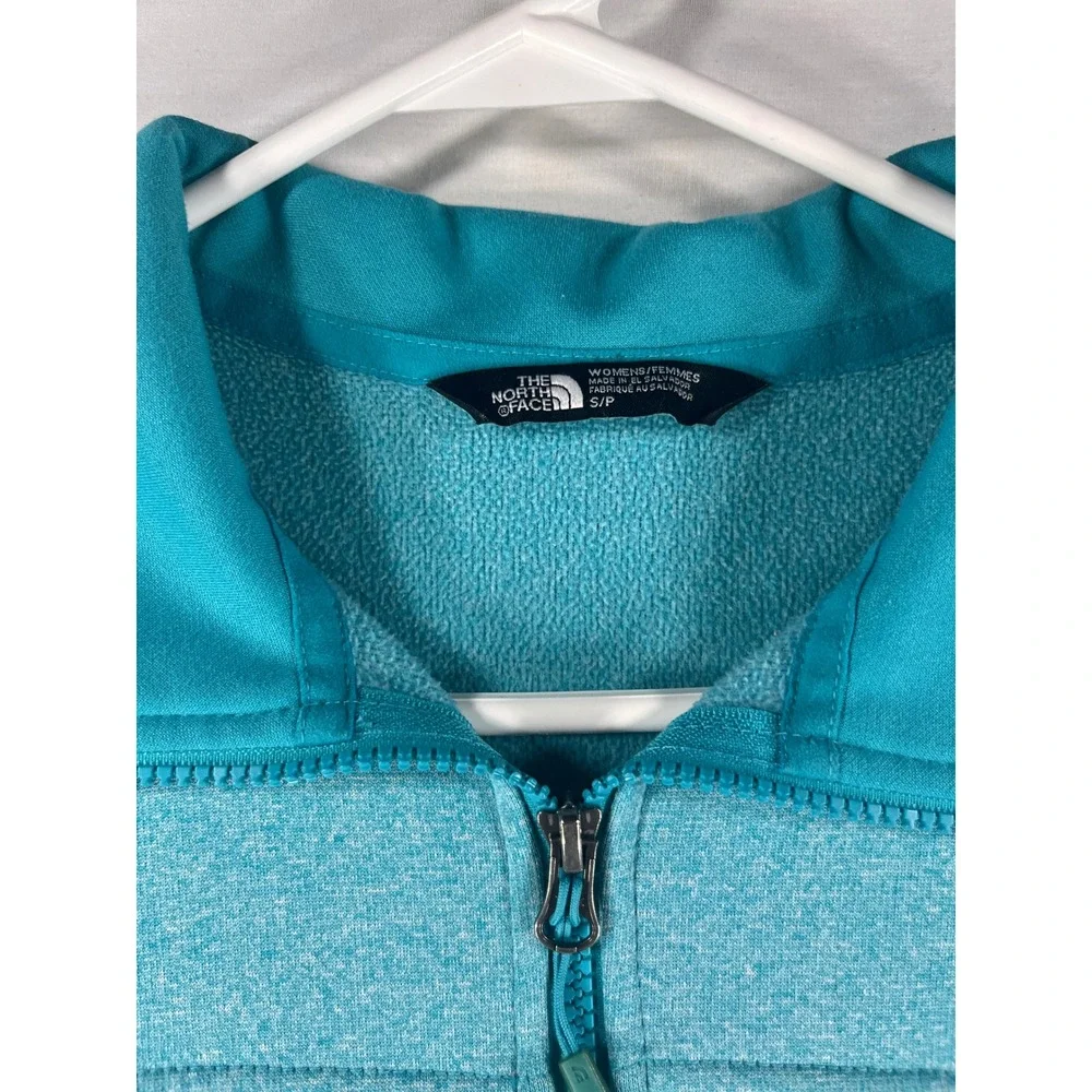 The North Face Womens Teal Heather Full Zip Fleece Jacket Mock Neck Small S/P